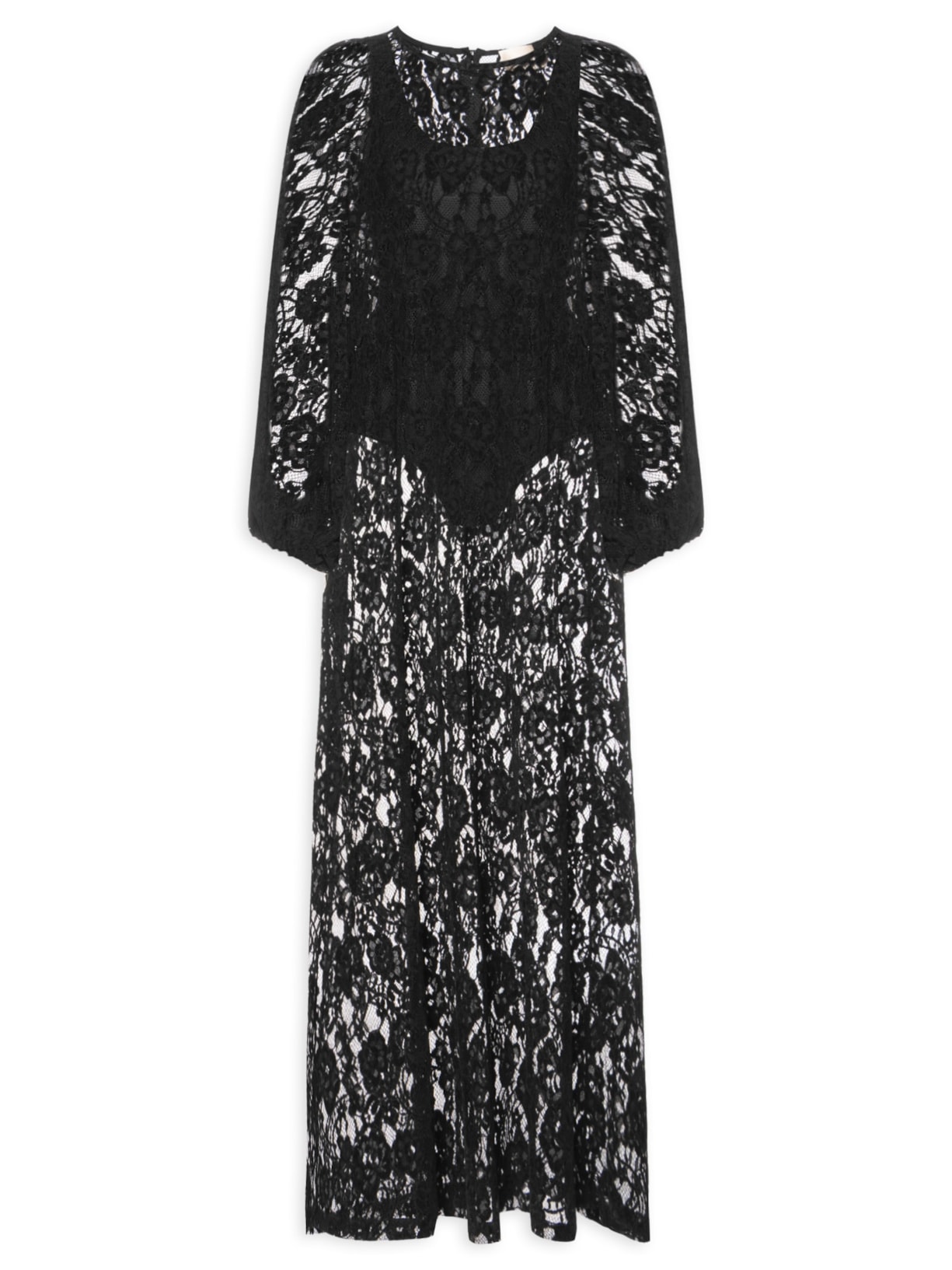 Vestido Longo Renda Velvet Preto Paula Raia