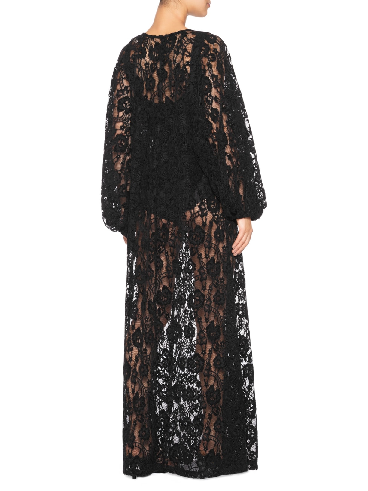 Vestido Longo Renda Velvet Preto Paula Raia