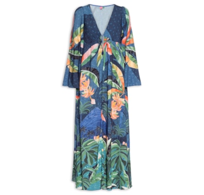 Vestido Longo Rio De Mosaico - Azul