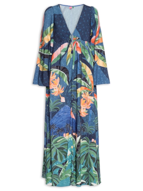 Vestido Longo Rio De Mosaico - Azul