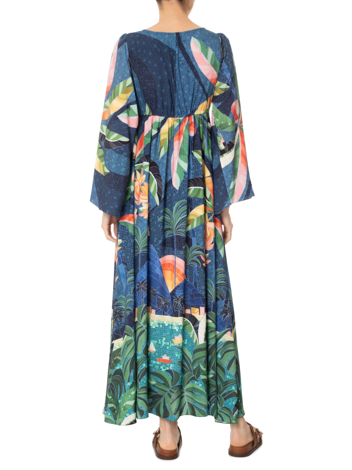 Vestido Longo Rio De Mosaico Azul Farm