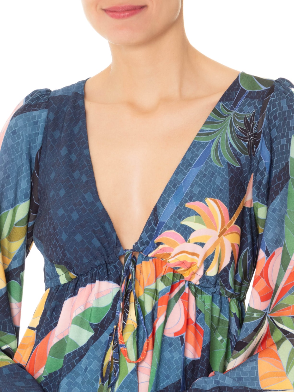 Vestido Longo Rio De Mosaico Azul Farm