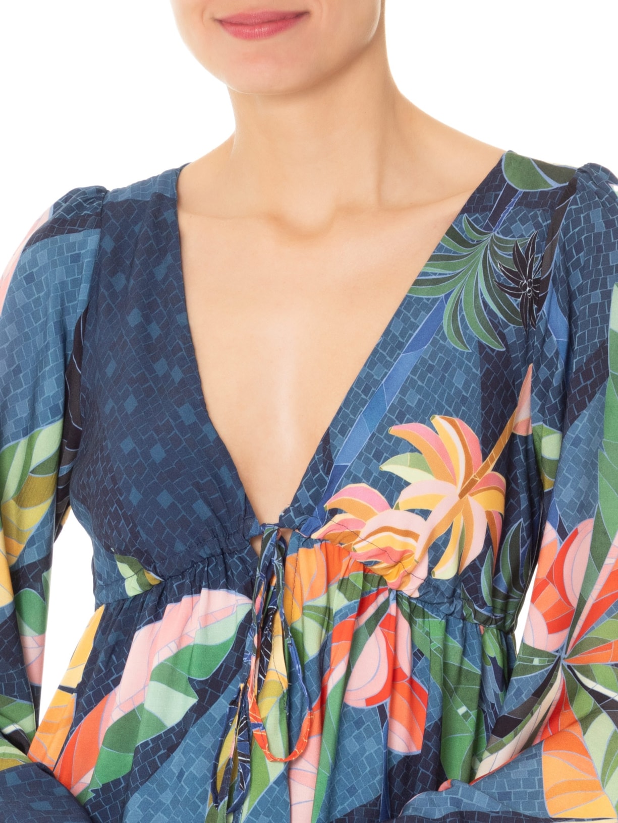 Vestido Longo Rio De Mosaico Azul Farm