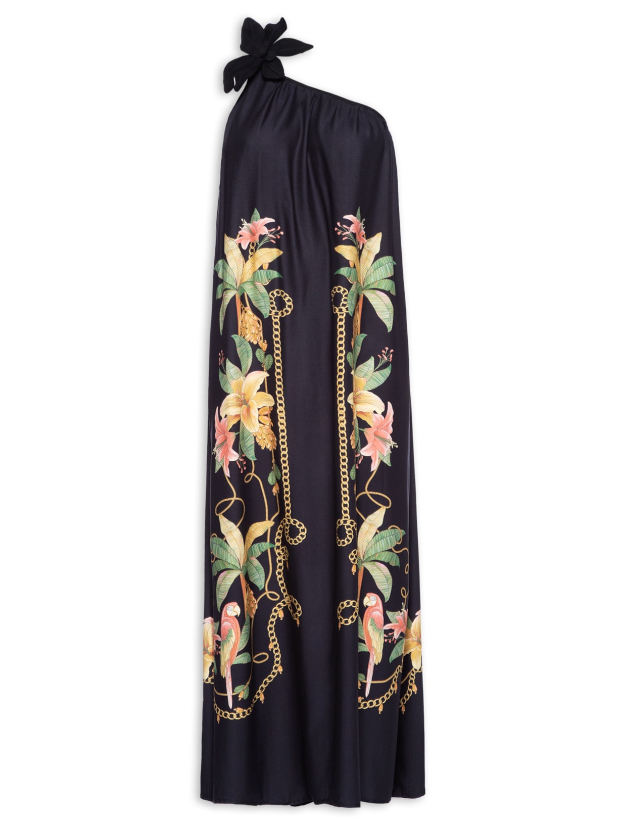 Vestido Longo Riqueza Tropical - Preto