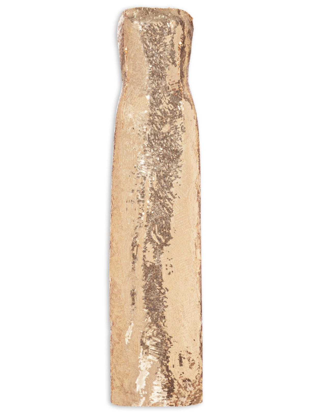 Vestido Longo Sem Alça Em Paetê - Dourado