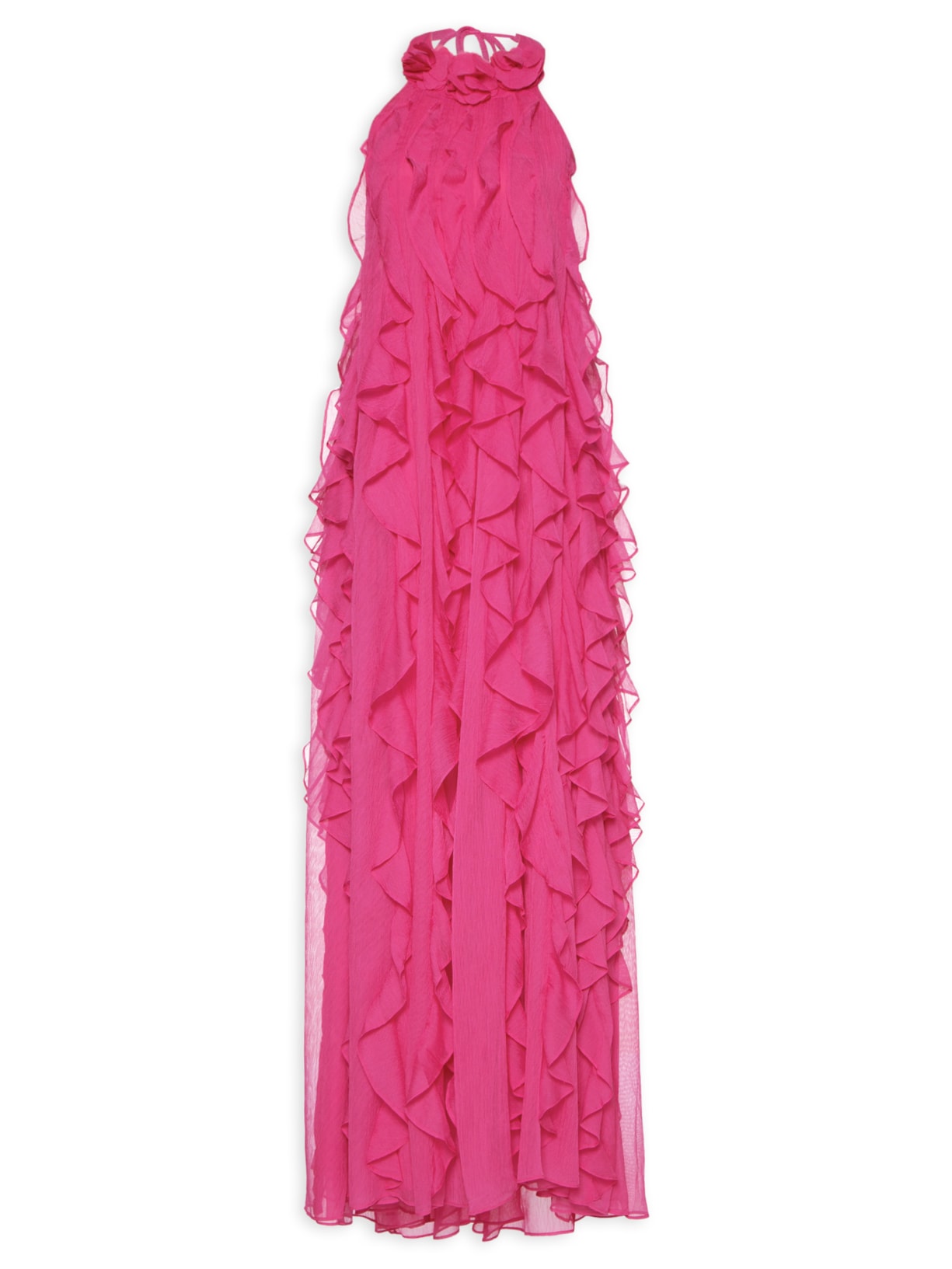Vestido Longo Silky Plisse - Rosa