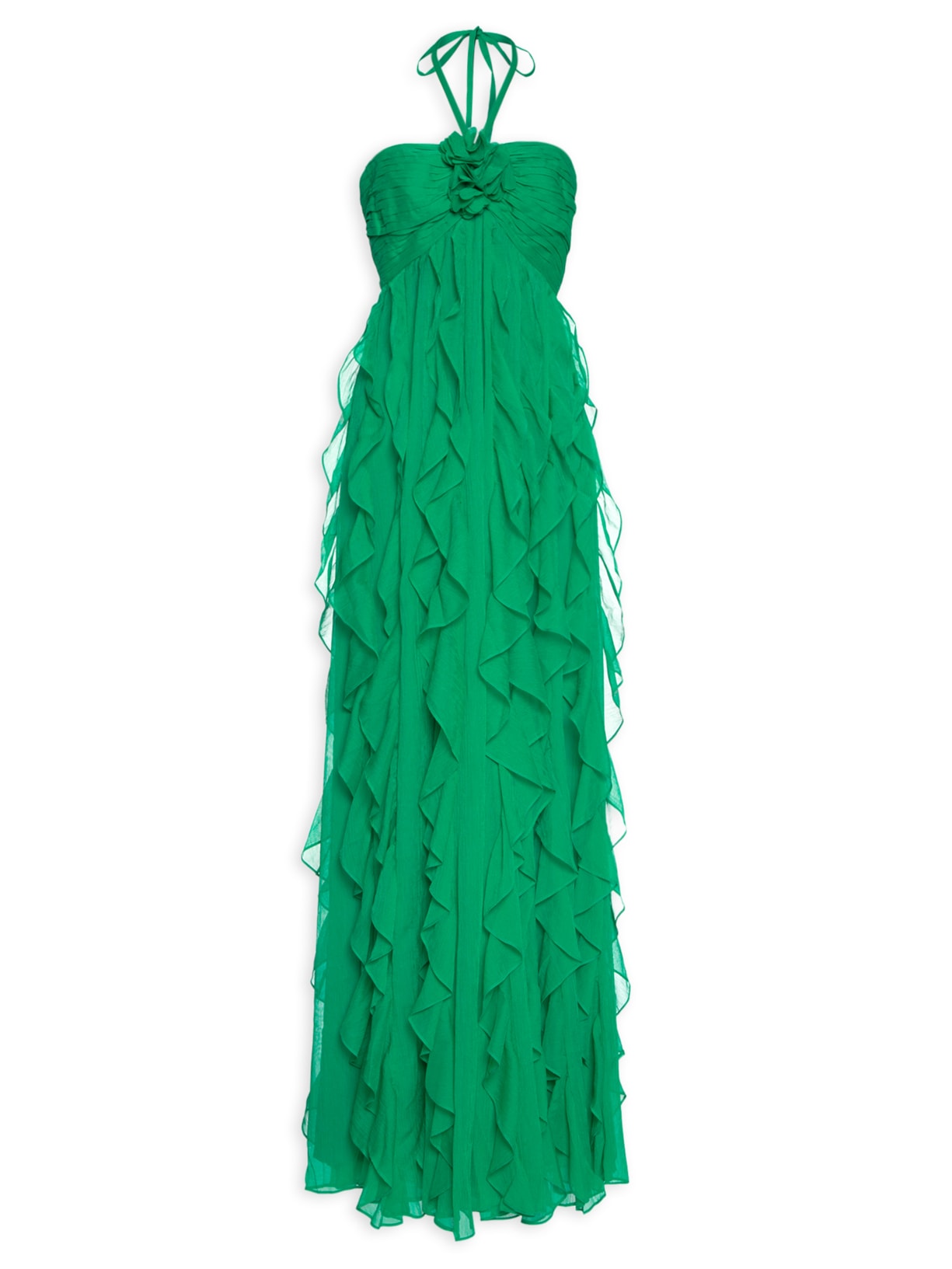 Vestido Longo Silky Plisse - Verde