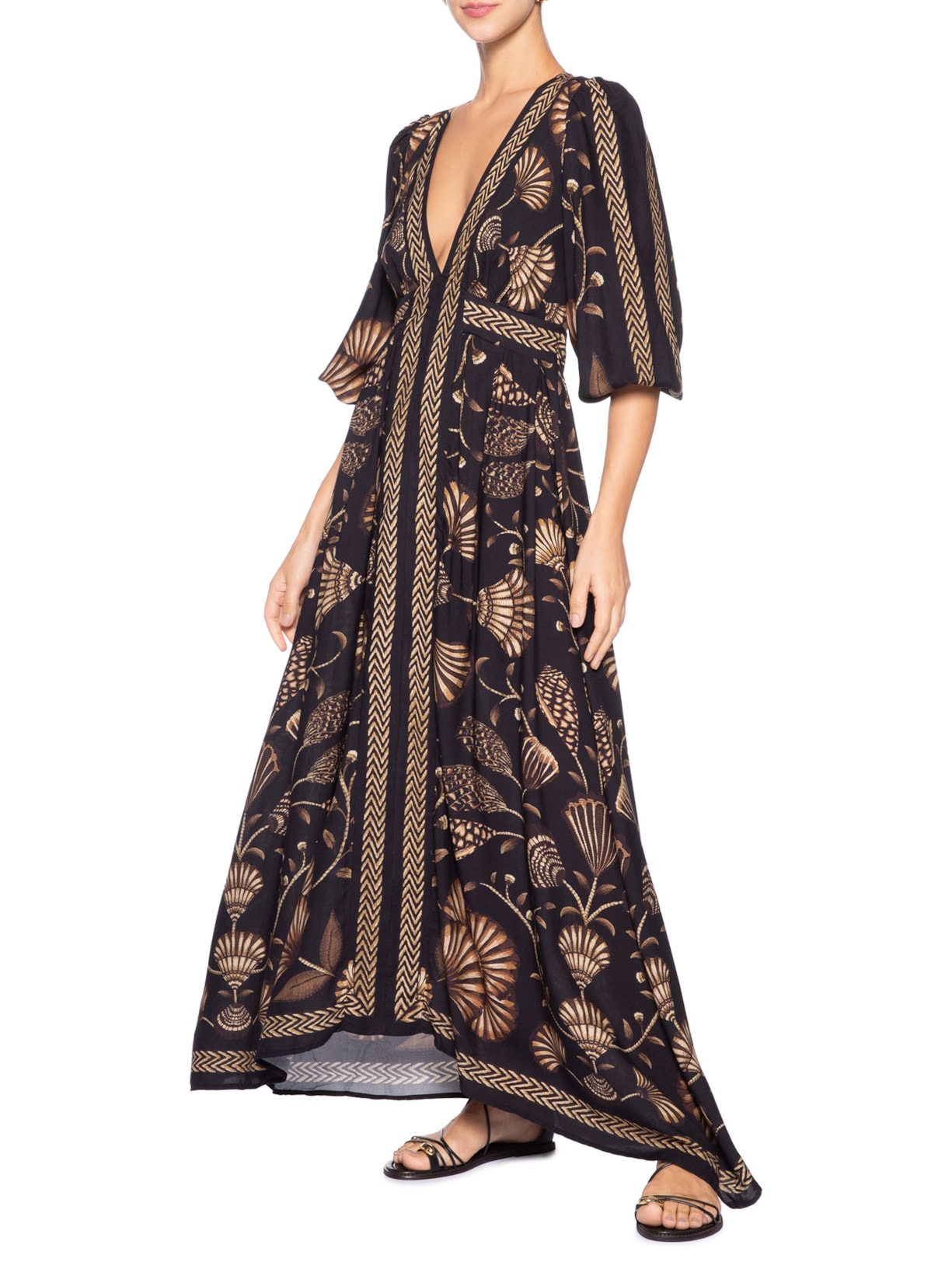 Vestido Longo Sonho De Concha Preto Farm