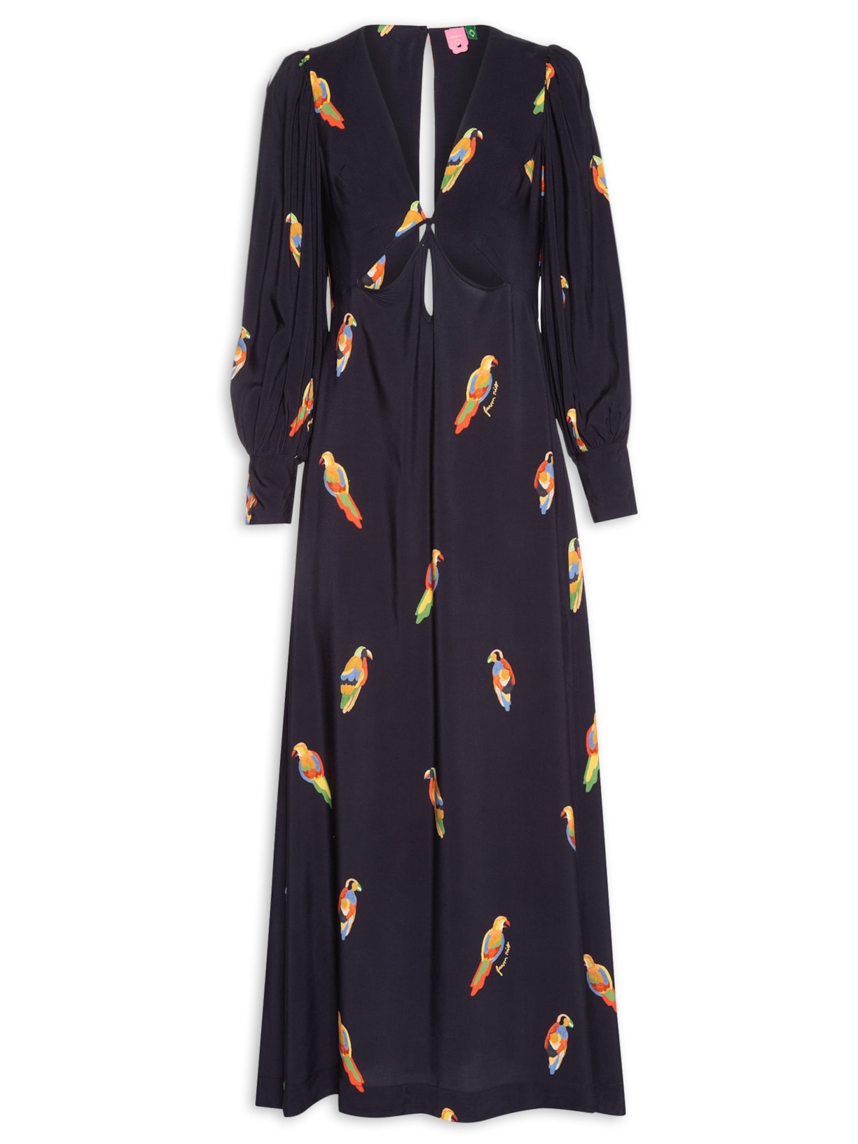 Vestido Longo Sonhos Dos Pássaros - Preto