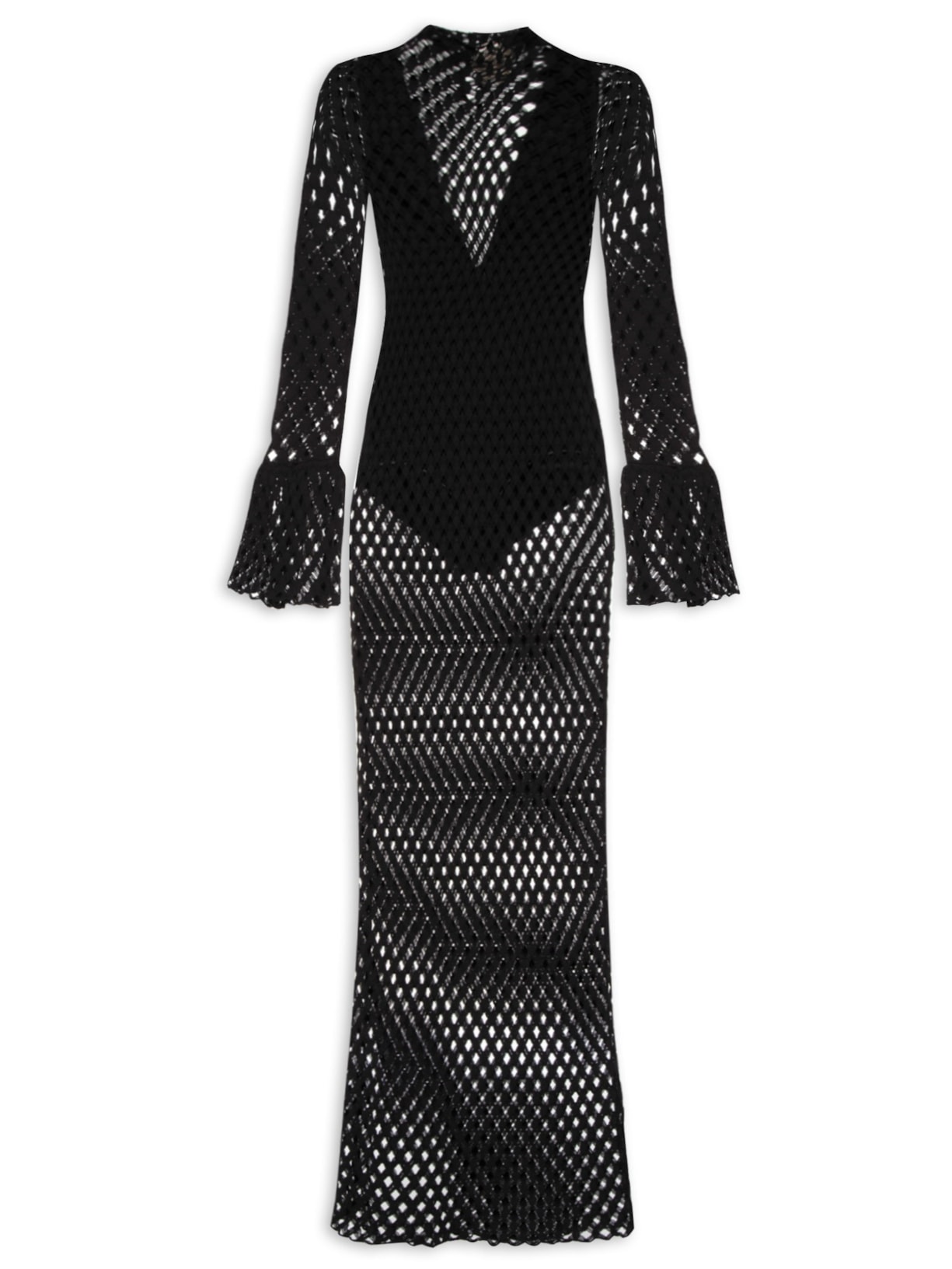 Vestido Longo Tela Tressê - Preto