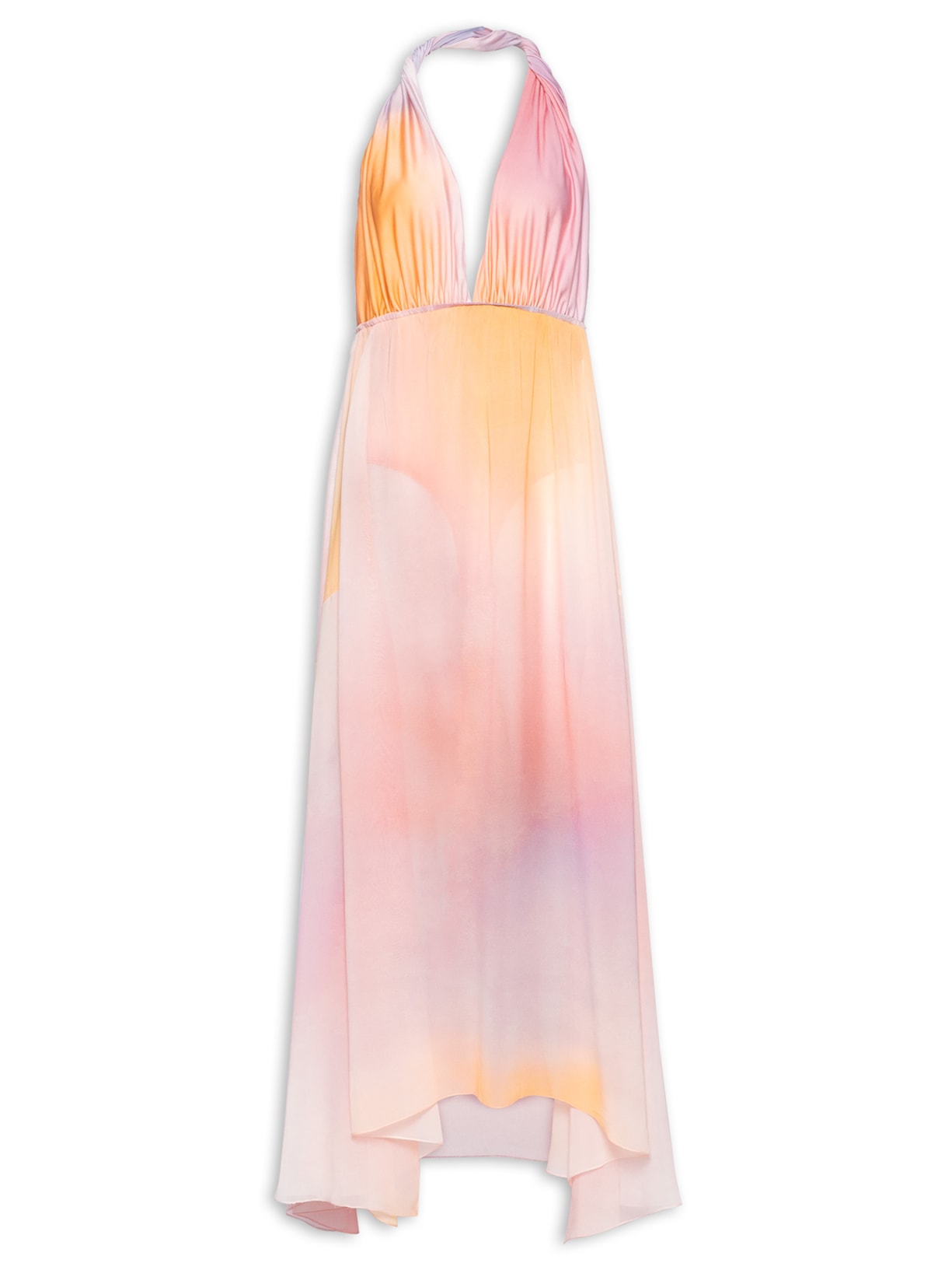 Vestido Longo Textura Amanhecer - Rosa