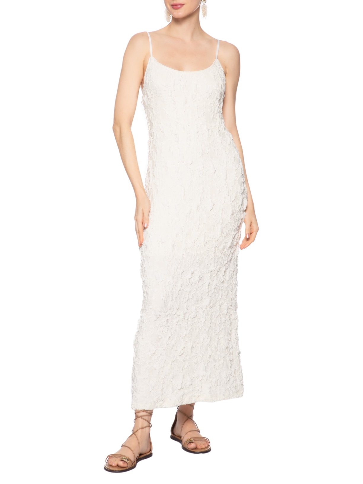 Vestido Longo Textura Branco Farm