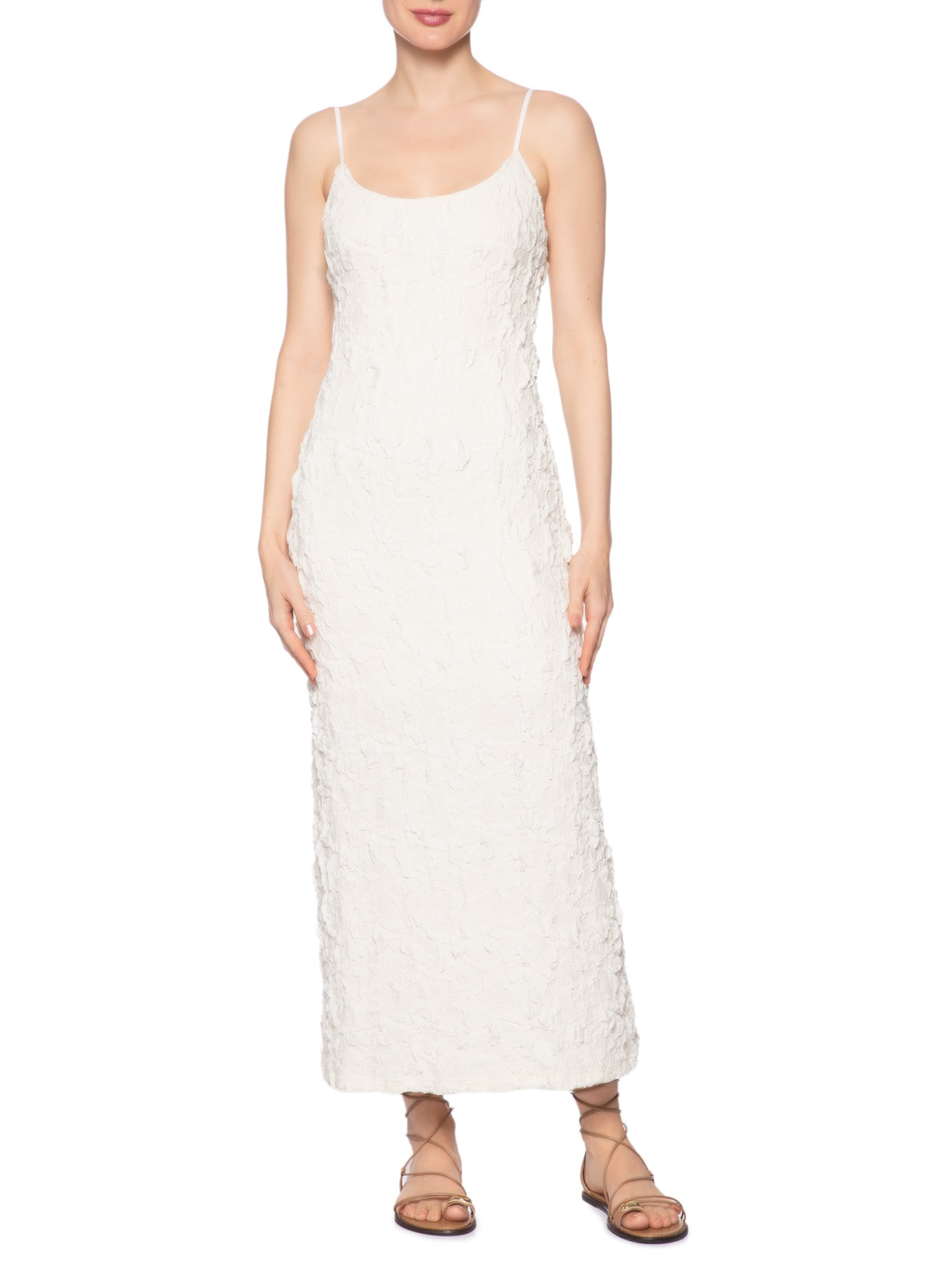 Vestido Longo Textura Branco Farm