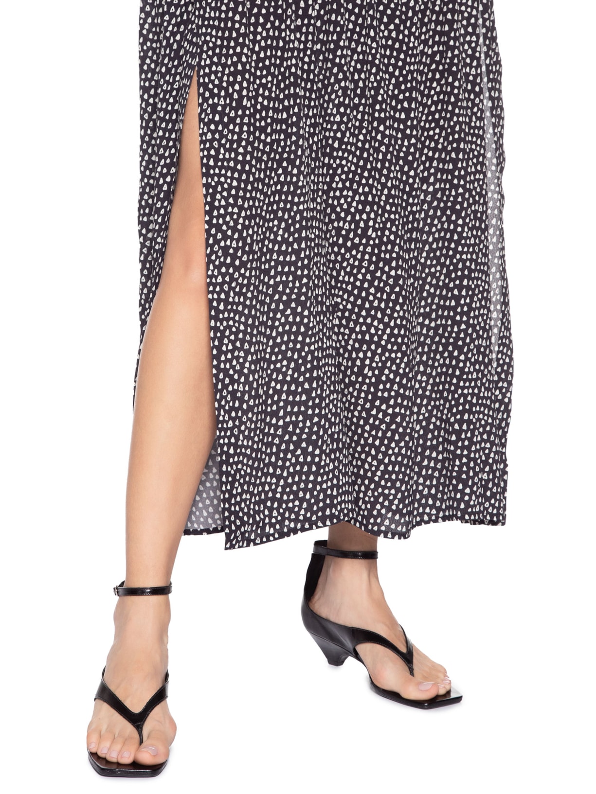 Vestido Longo Textura Palheta Preto Animale