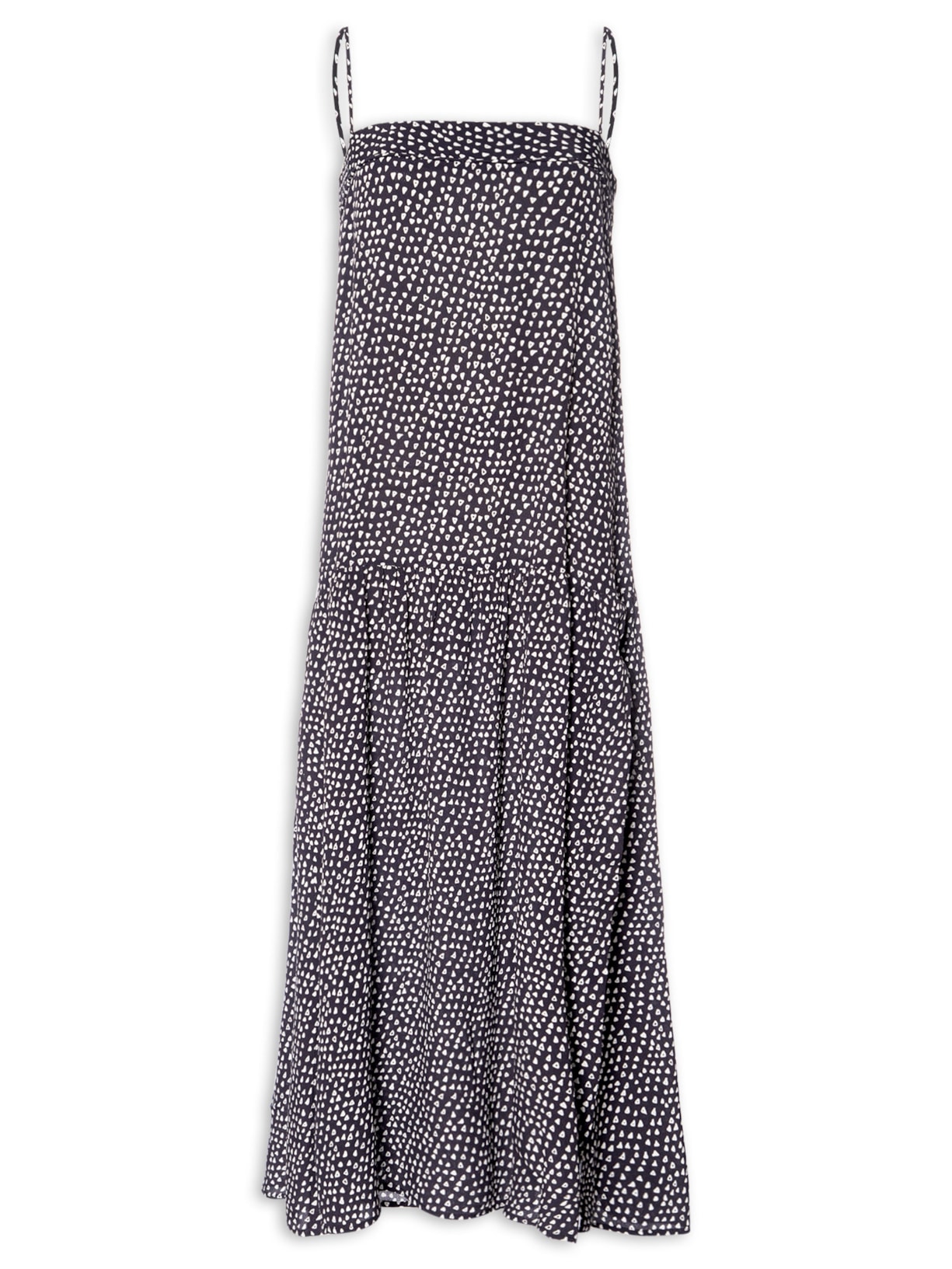 Vestido Longo Textura Palheta - Preto