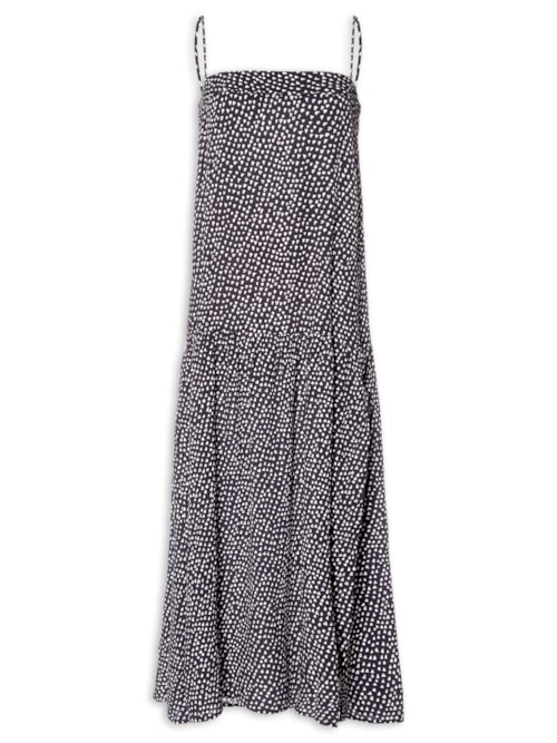 Vestido Longo Textura Palheta - Preto