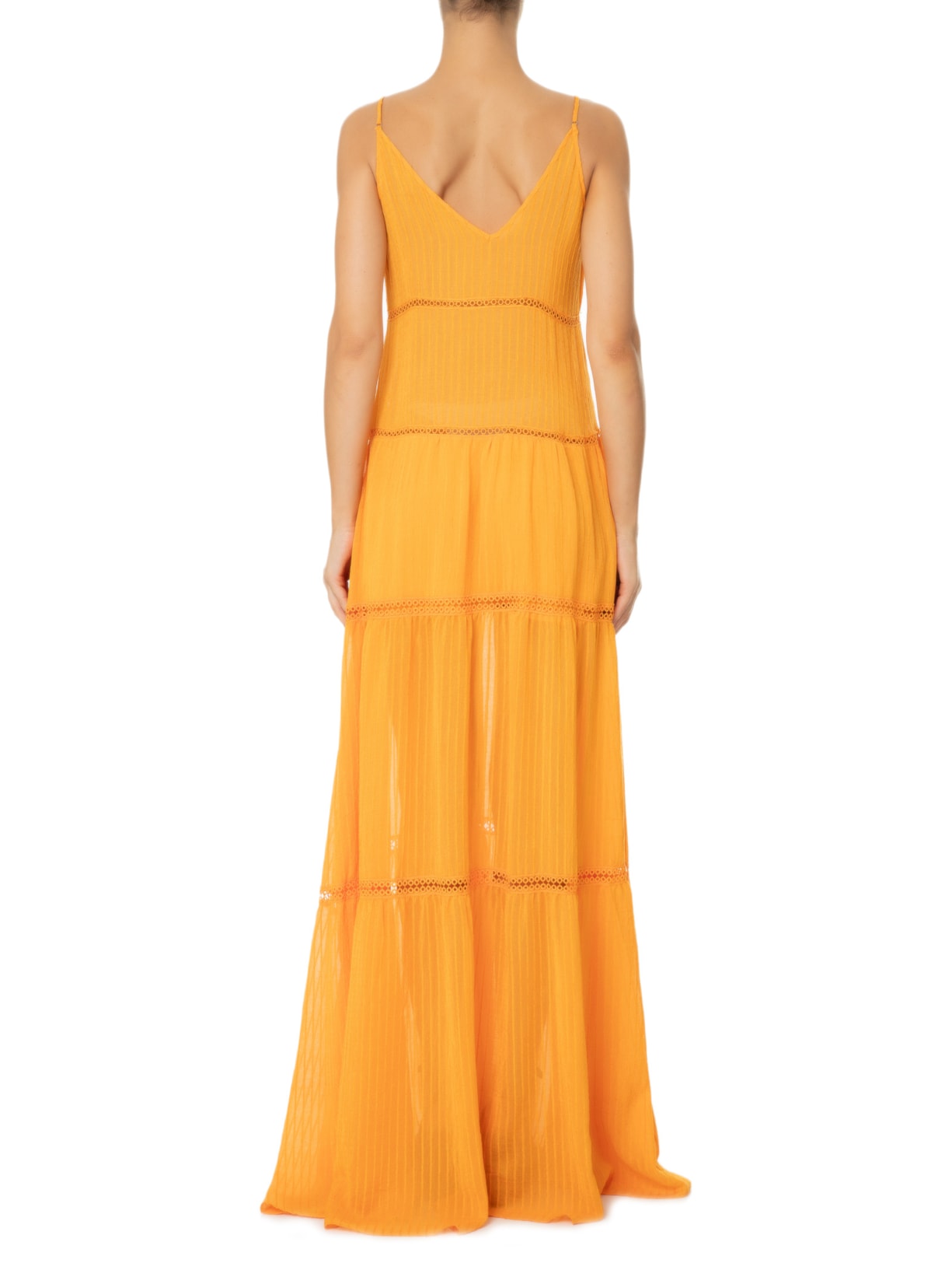 Vestido Longo Texturizado Laranja Oasis