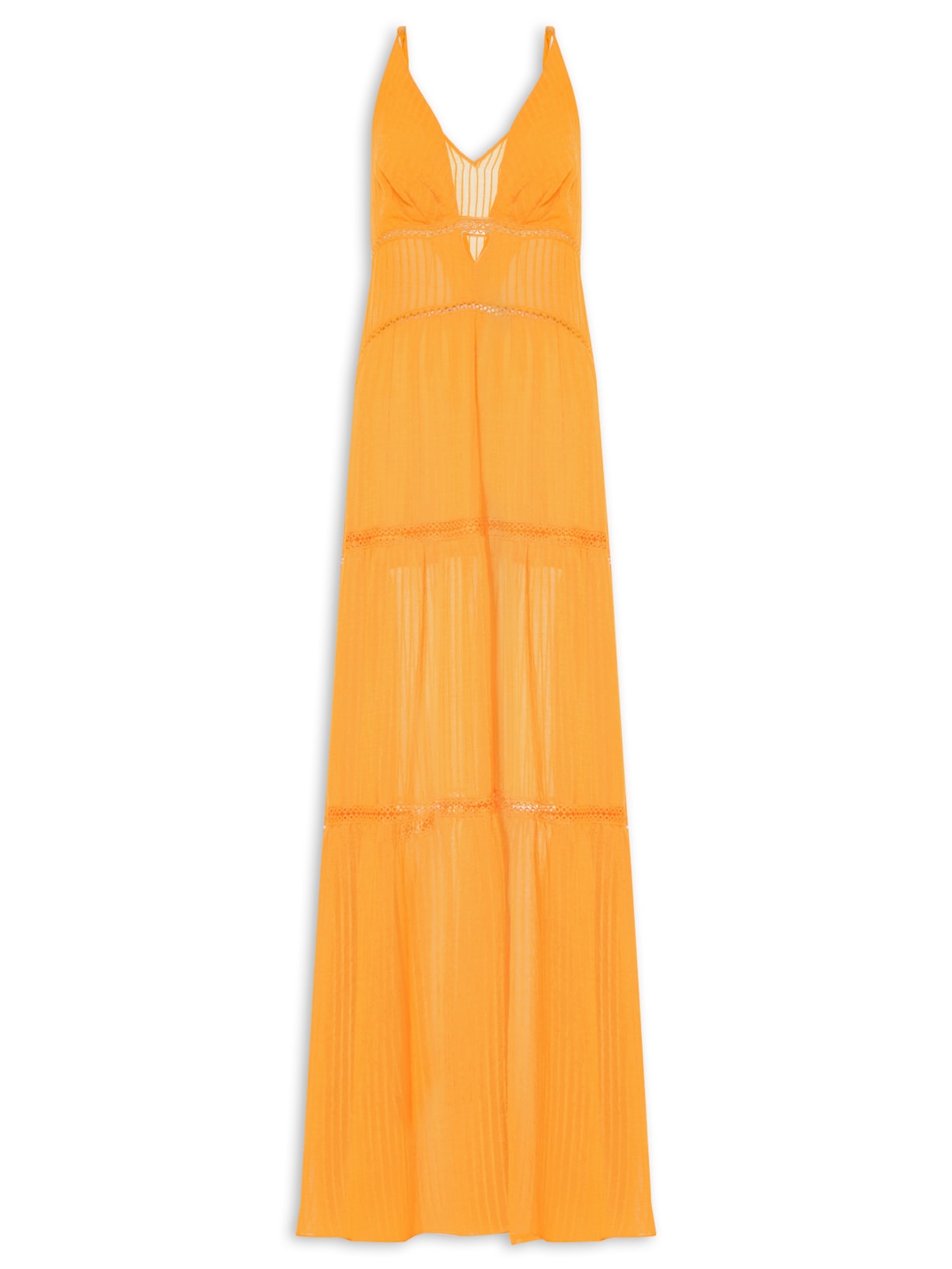 Vestido Longo Texturizado - Laranja