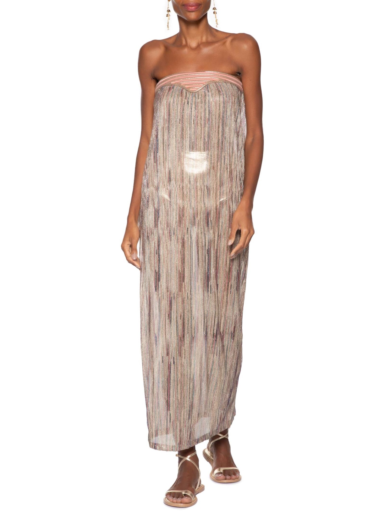 Vestido Longo Tomara Que Caia Detalhe Cinza Adriana Degreas