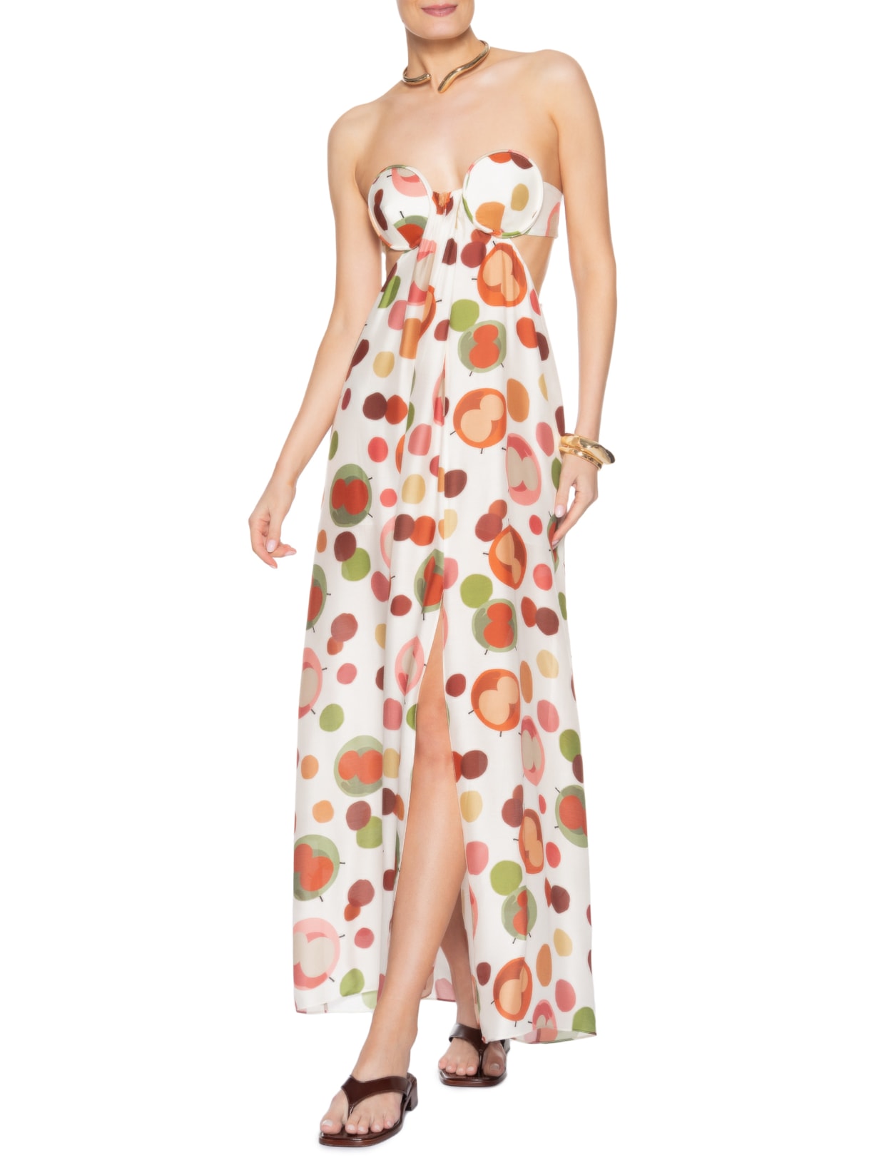 Vestido Longo Tomara Que Caia Fenda Off White Adriana Degreas