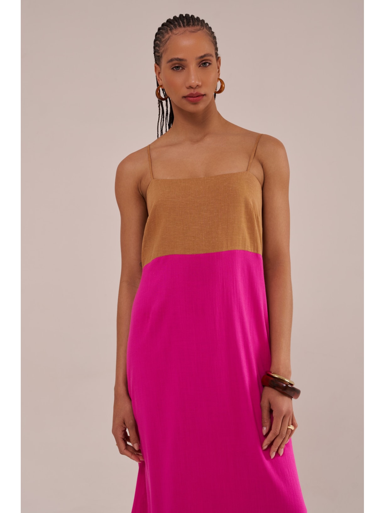 vestido longo tricolor pink Suntime