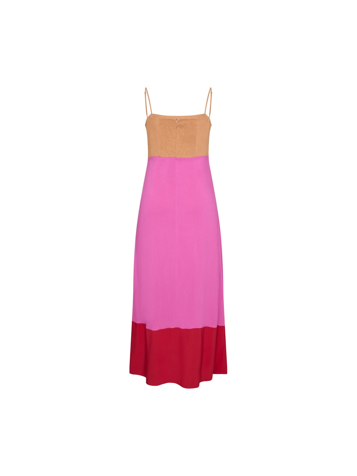 vestido longo tricolor pink
