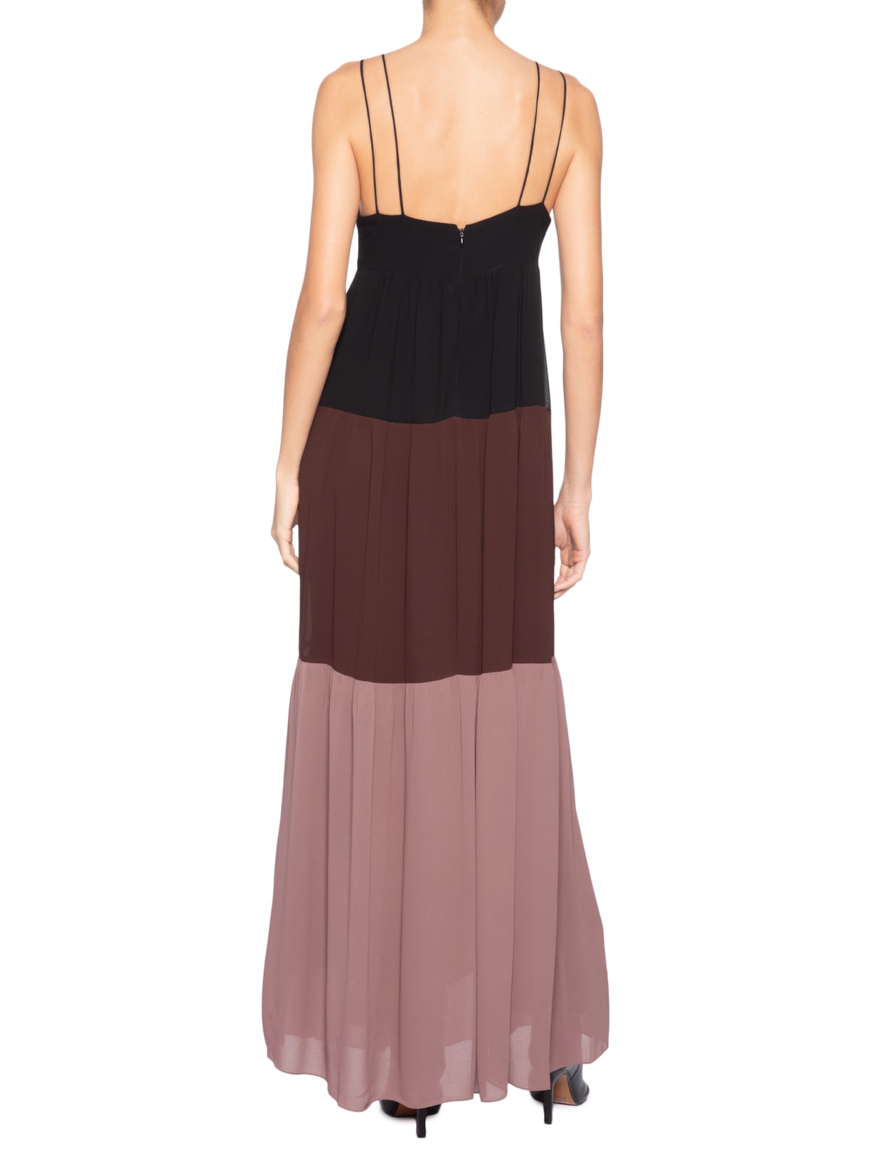 Vestido Longo Tricolor Preto Animale