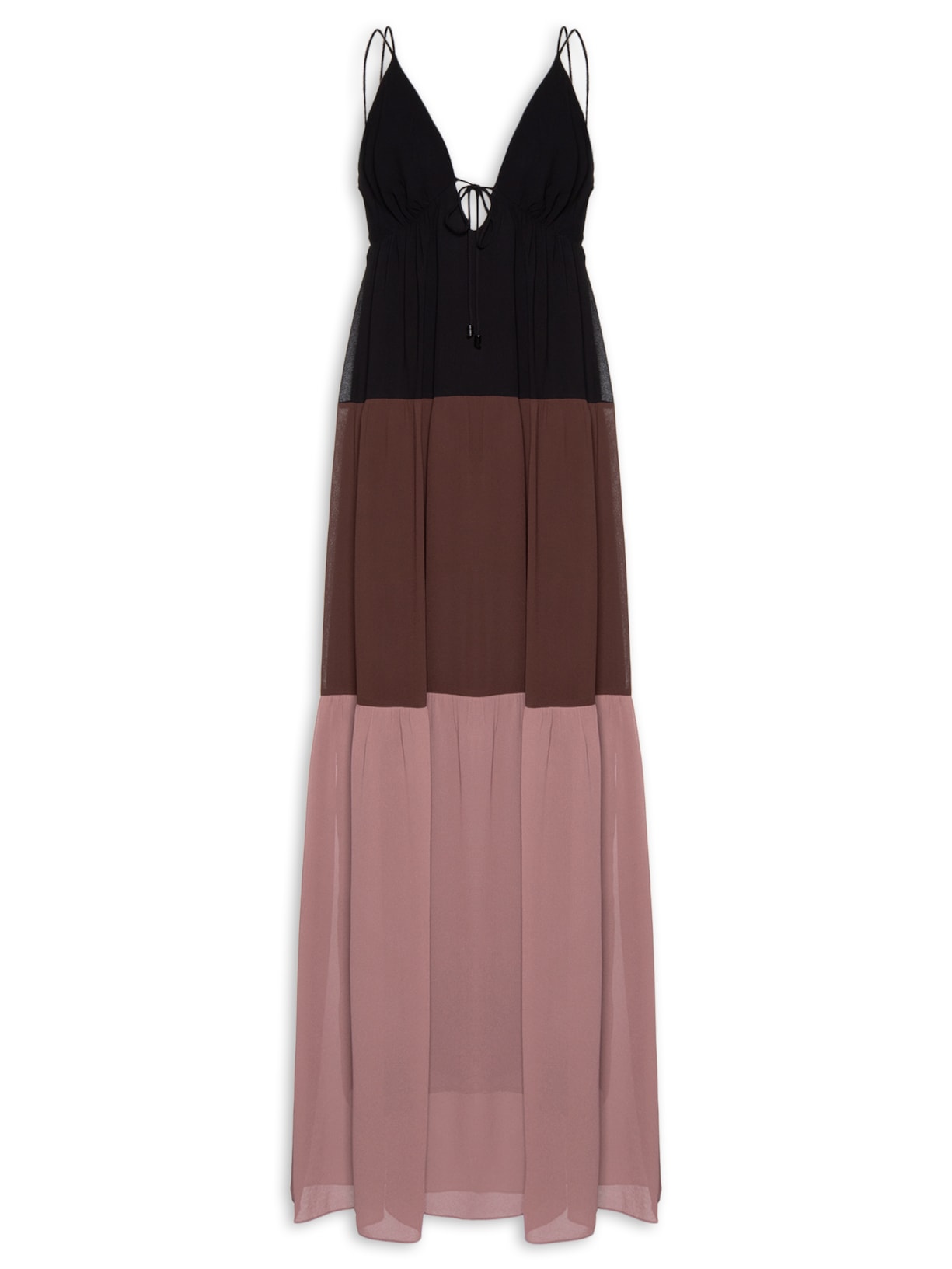 Vestido Longo Tricolor – Preto Animale