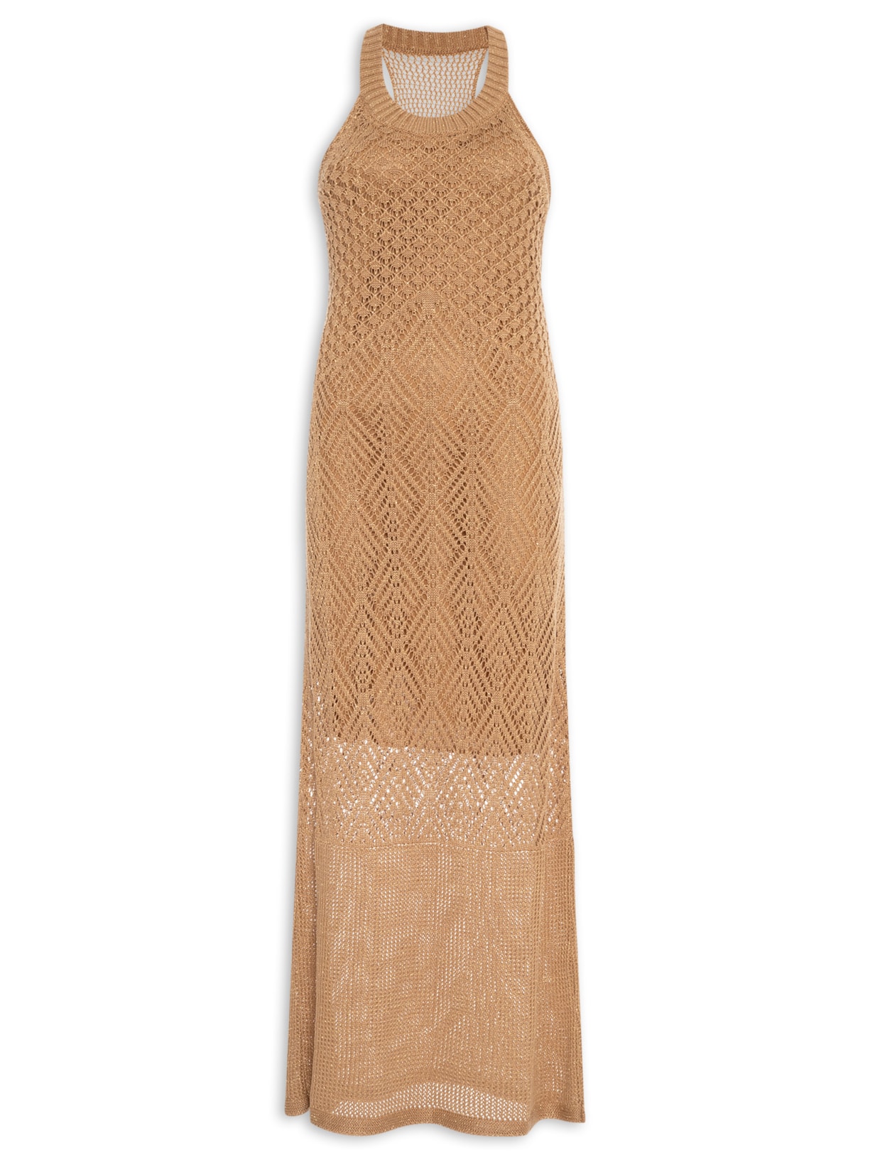 Vestido Longo Tricot Lurex - Dourado