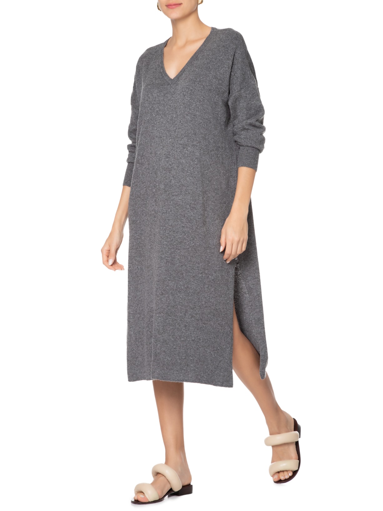 Vestido Longo Tricot Relaxed Cinza Osklen