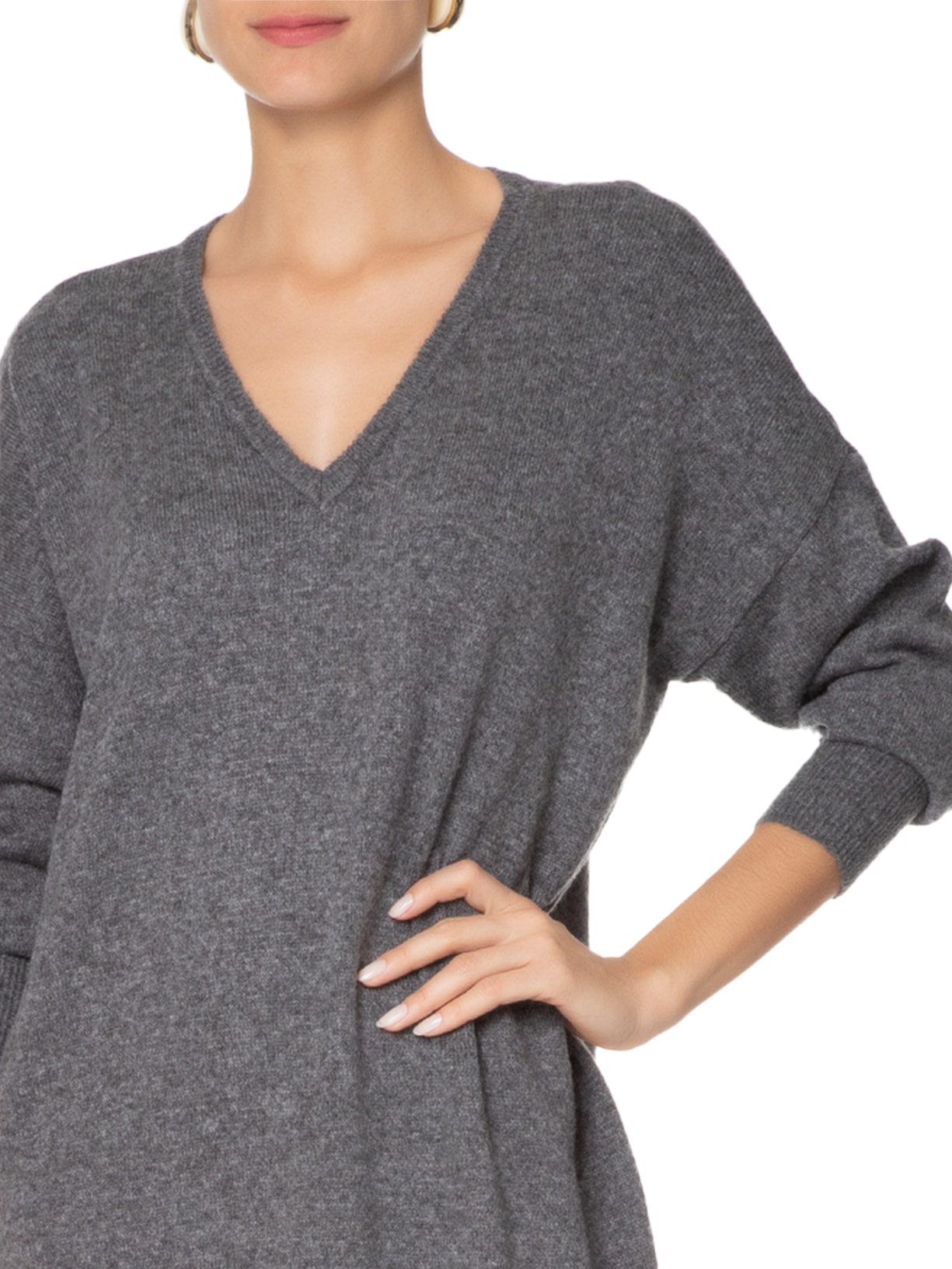 Vestido Longo Tricot Relaxed Cinza Osklen
