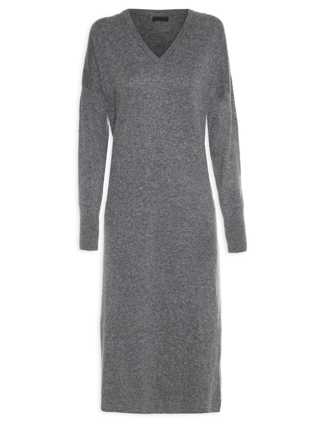 Vestido Longo Tricot Relaxed - Cinza