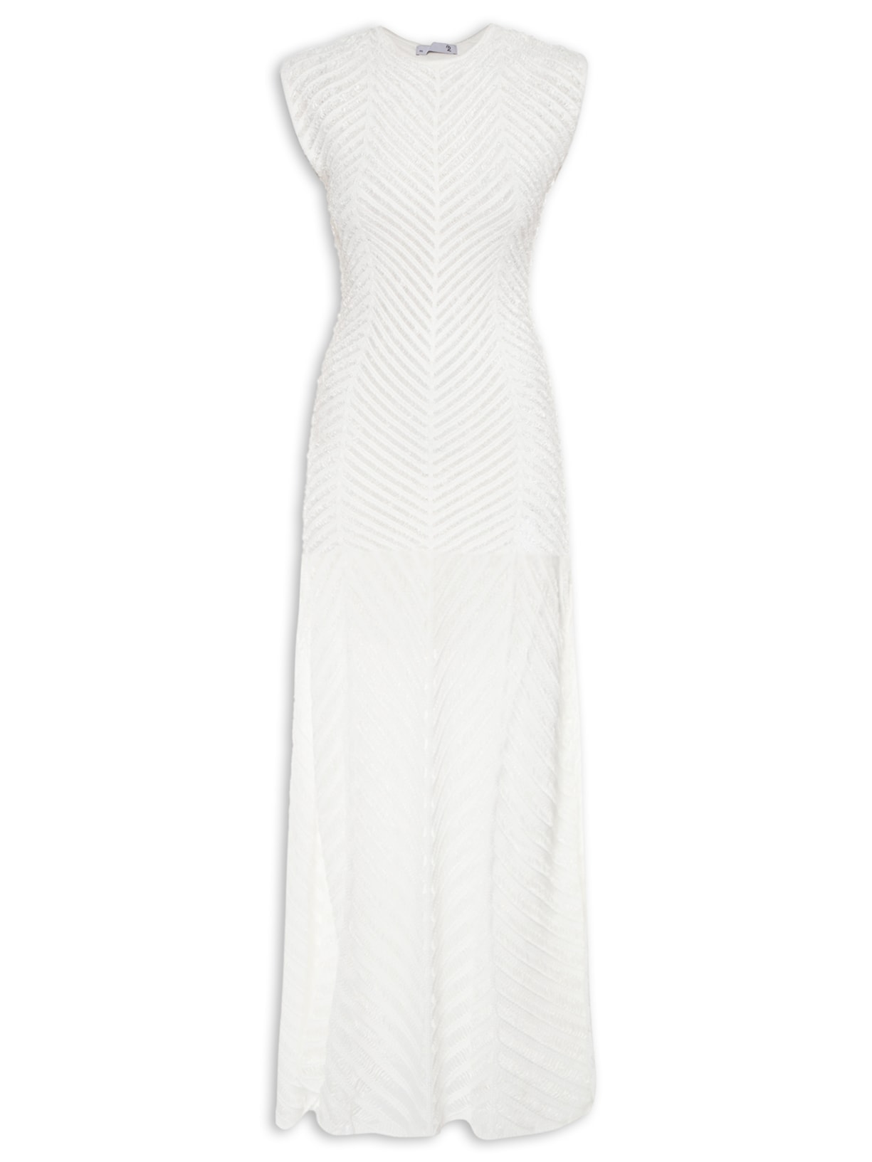 Vestido Longo Tricot Rendado - Branco