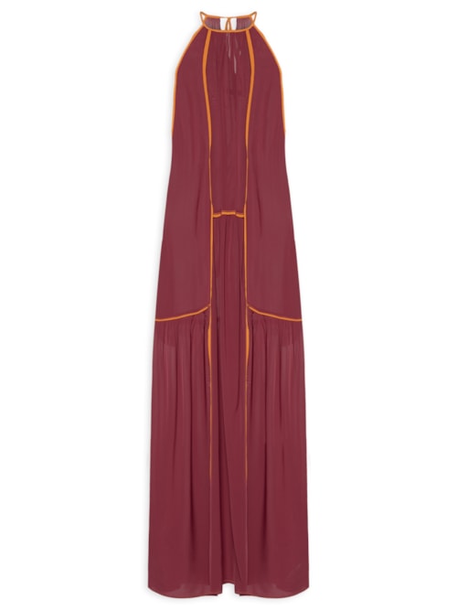 Vestido Longo Trio Color - Vermelho