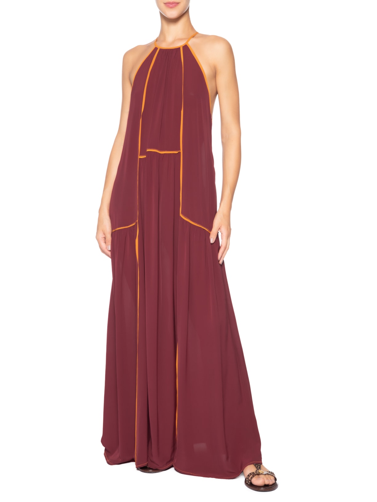 Vestido Longo Trio Color Vermelho Animale