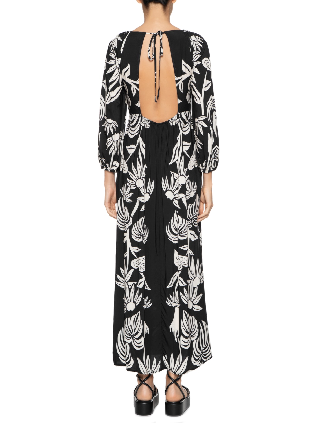 Vestido Longo Tropical Surreal Preto Farm