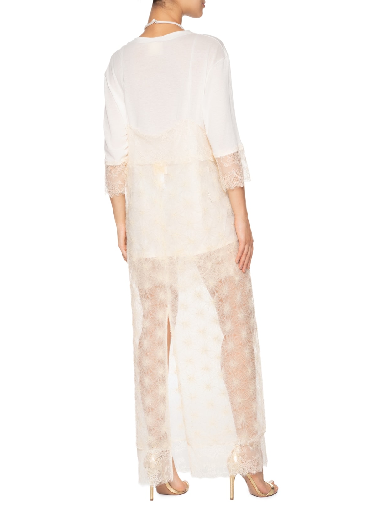 Vestido Longo Tule Fogos Off White Paula Raia