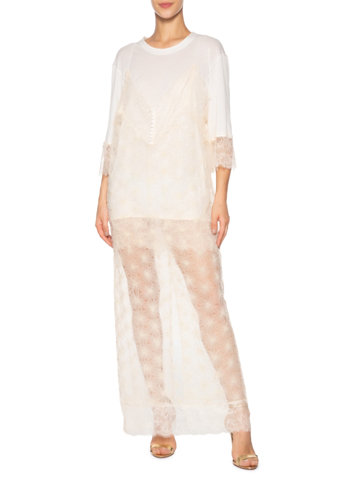 Vestido Longo Tule Fogos Off White Paula Raia