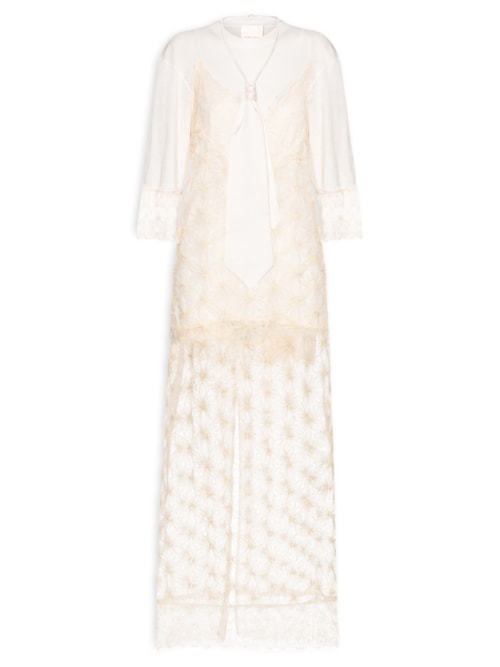 Vestido Longo Tule Fogos - Off White