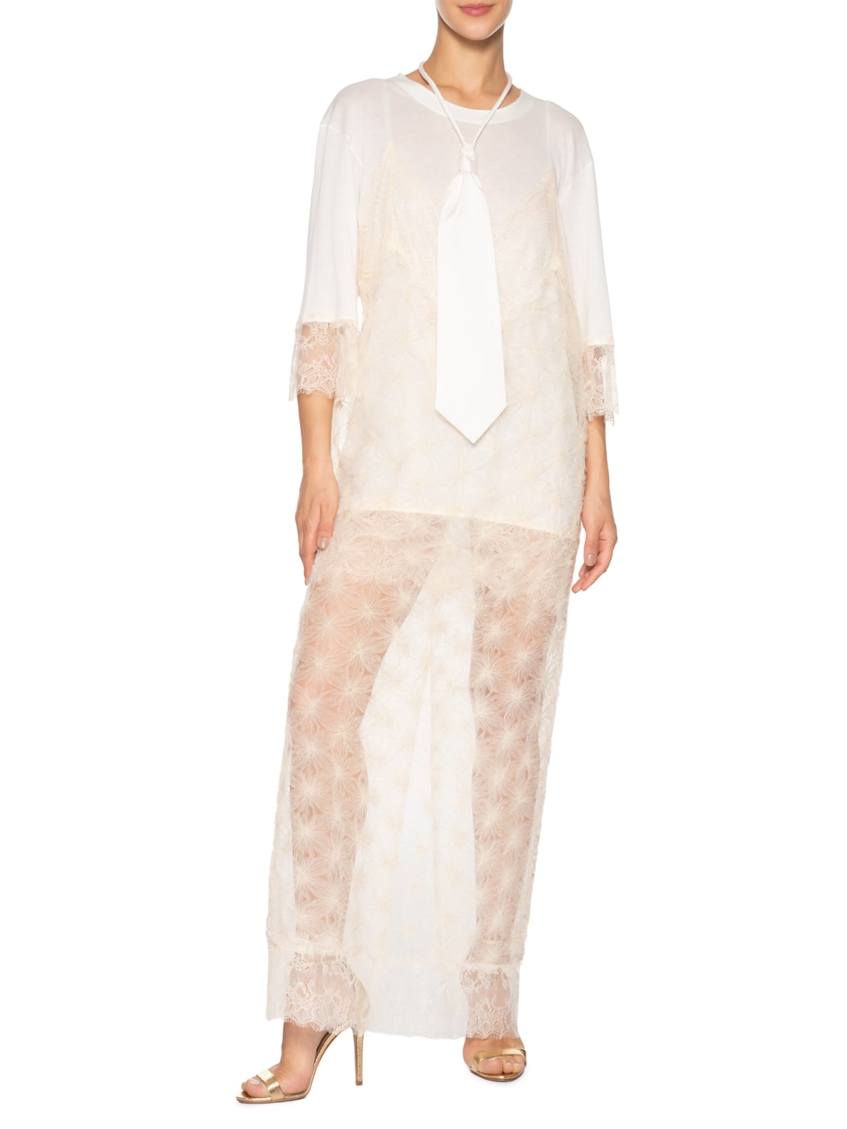 Vestido Longo Tule Fogos Off White Paula Raia