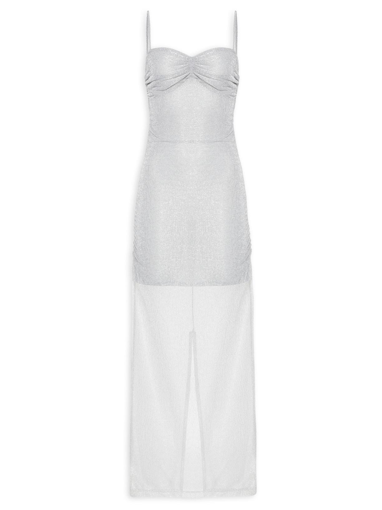 Vestido Longo Tule Lurex - Prata