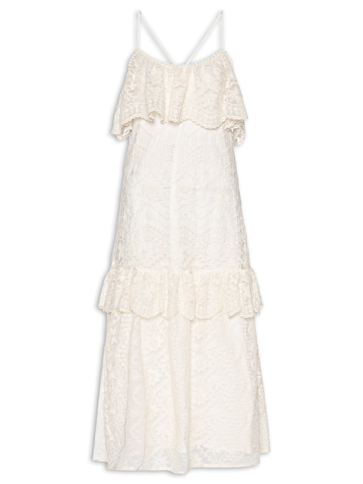 Vestido Longo Tule Rendado Branco Dress To