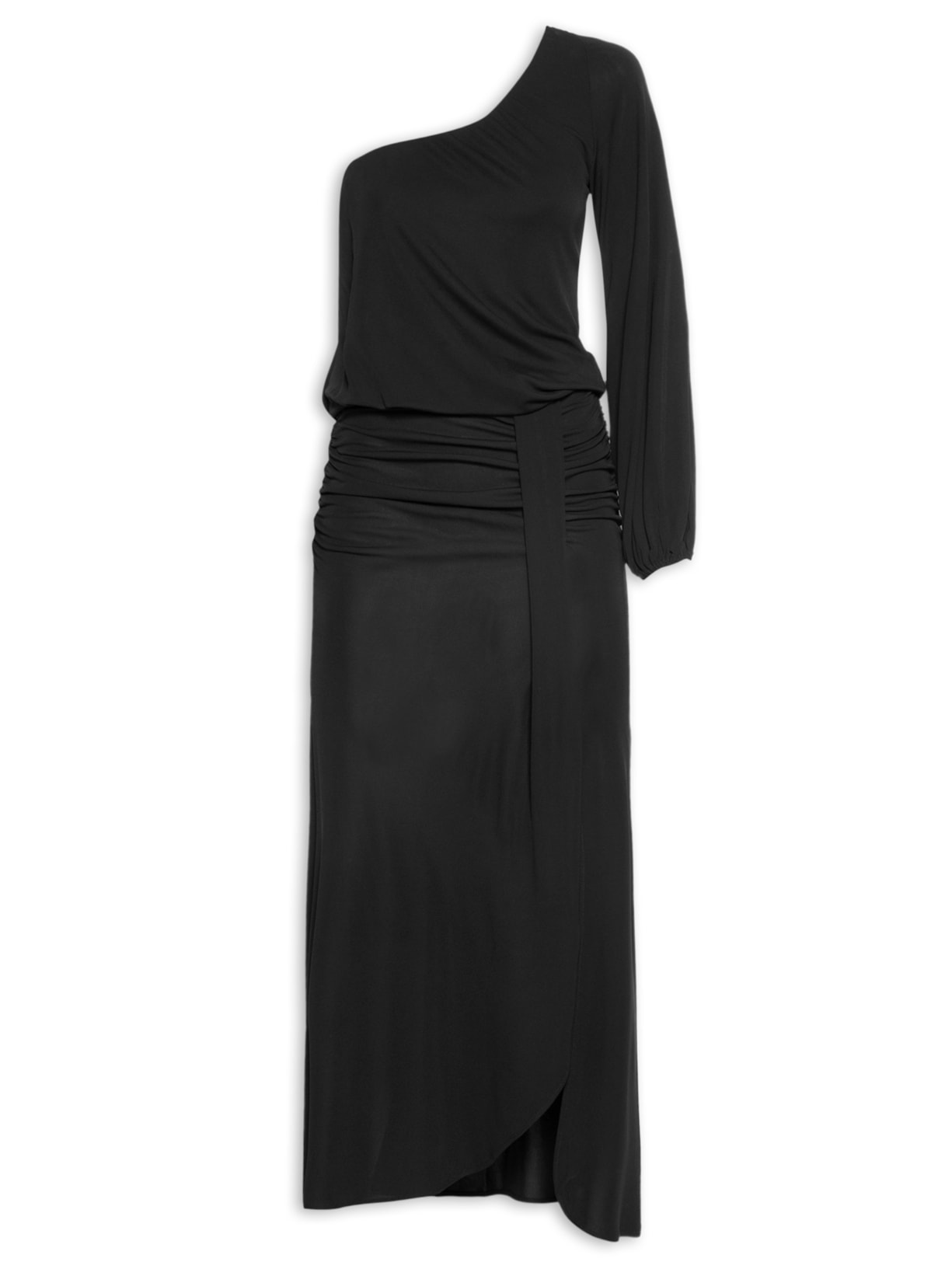 Vestido Longo Um Ombro Só Preto Maria Filó