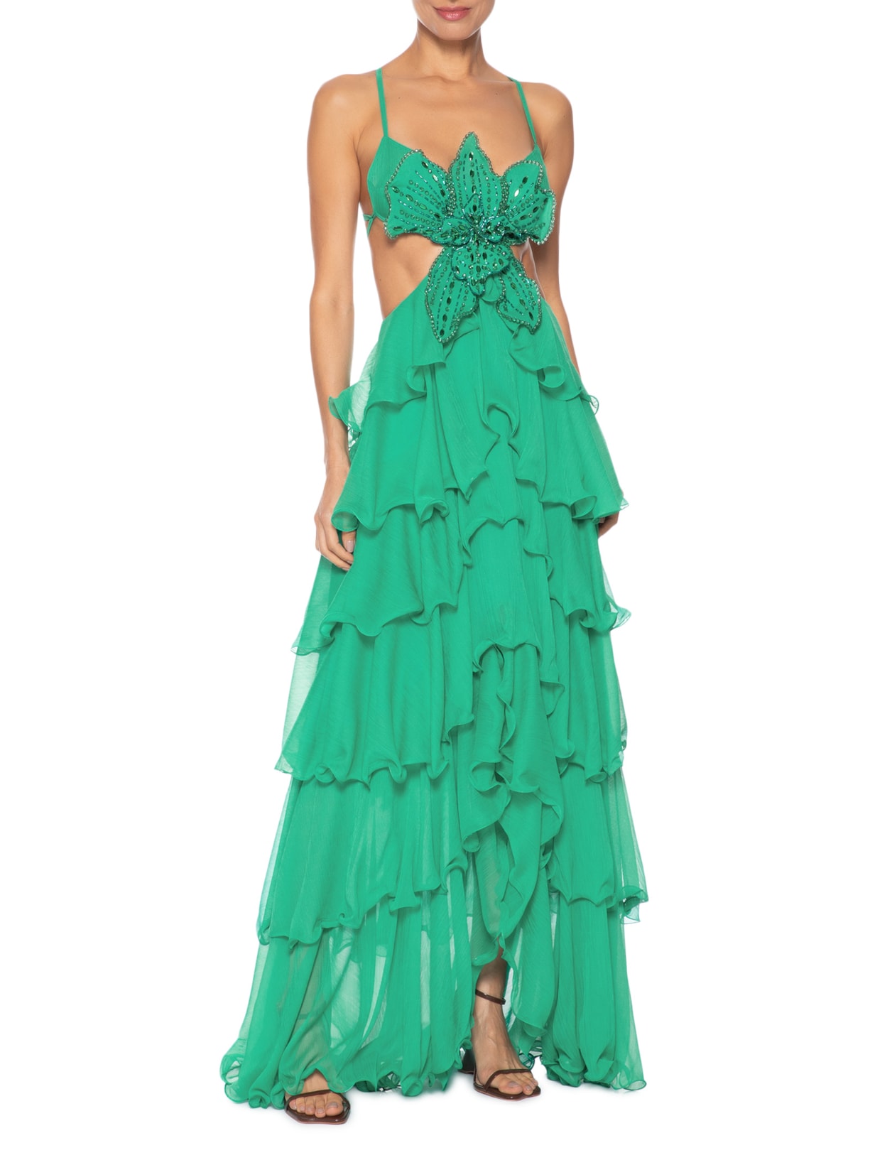 Vestido Longo Verde Pat Bo