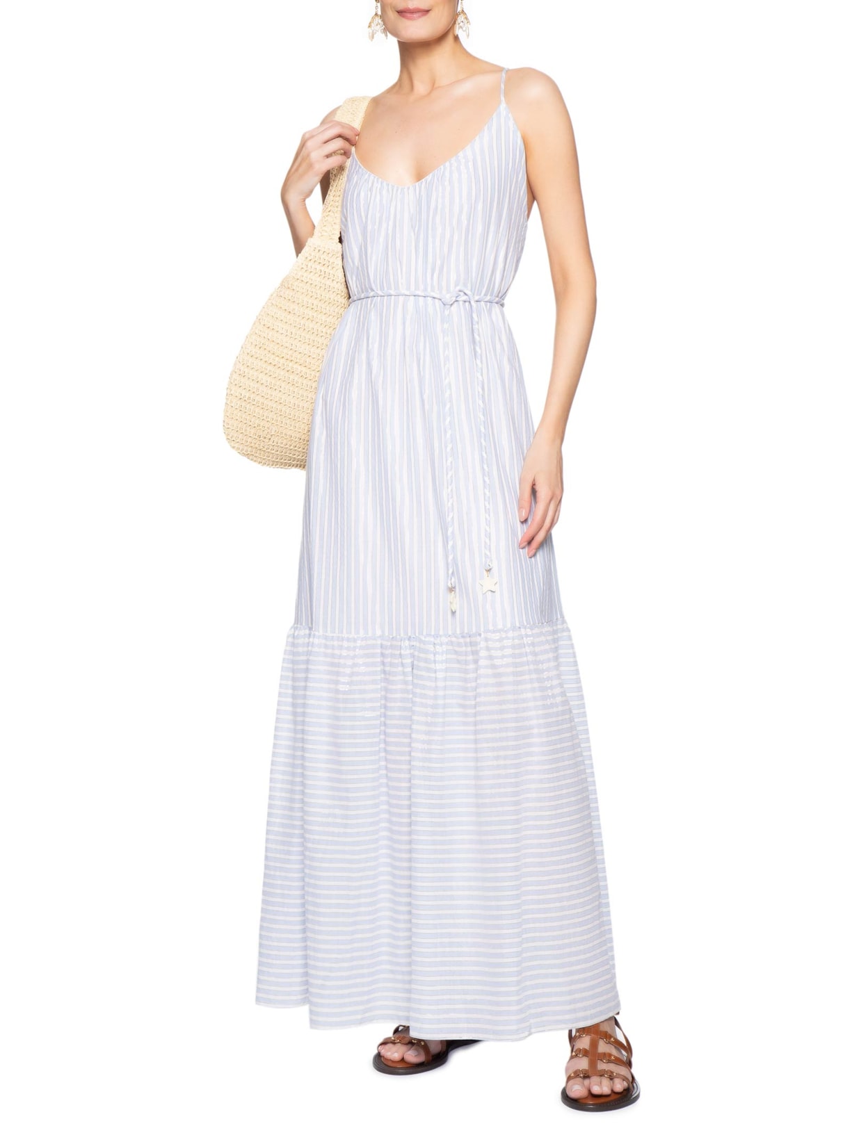 Vestido Longo Voil Listra Lurex Azul Dress To