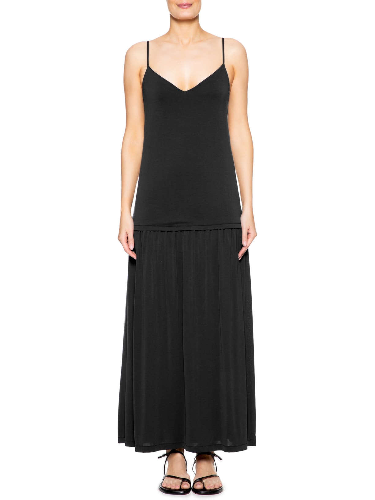 Vestido Longo Volume Saia Preto Maria Filó