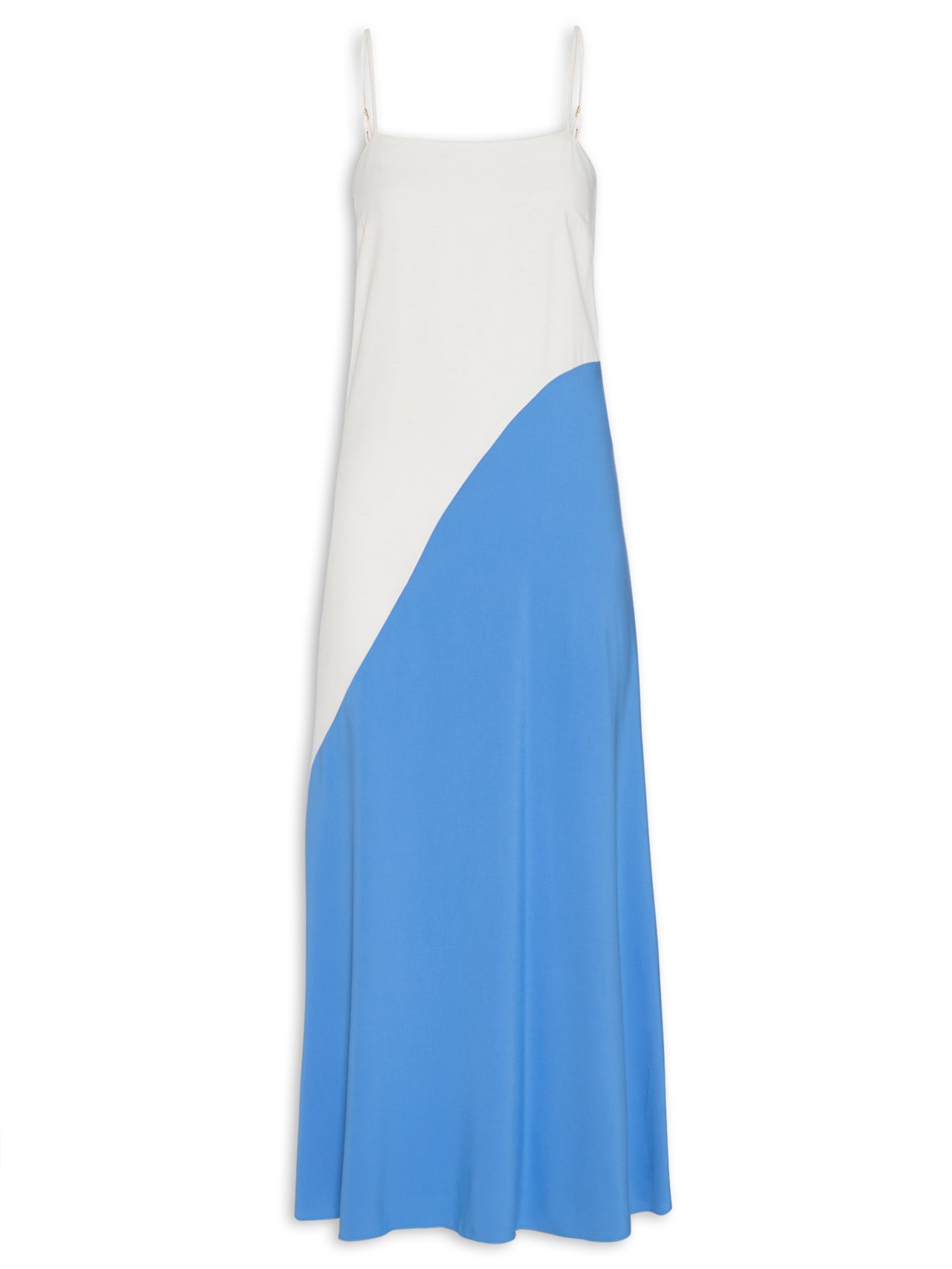 Vestido Longuete Bicolor - Azul