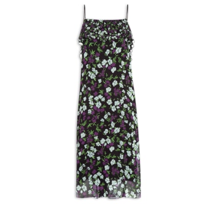 Vestido Longuete Floral Jardim - Preto