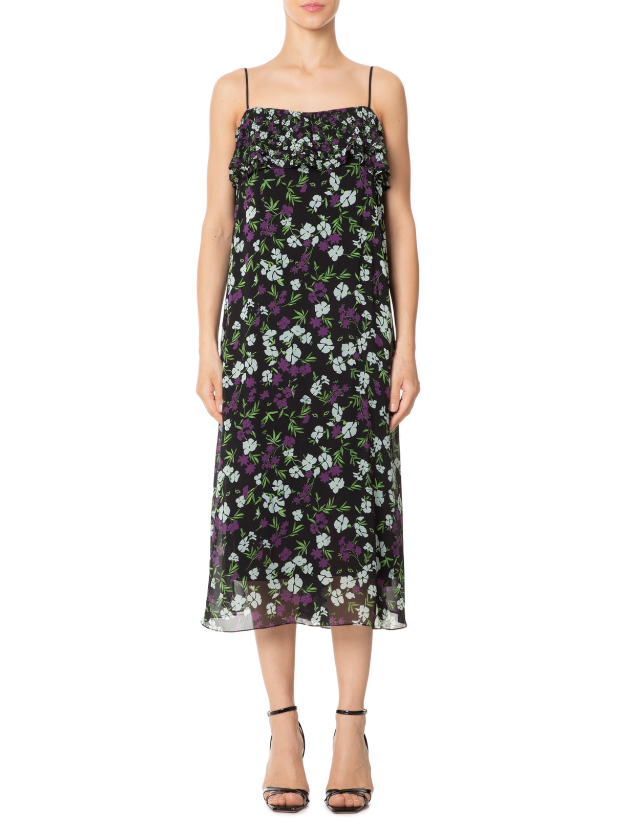 Vestido Longuete Floral Jardim Preto Animale