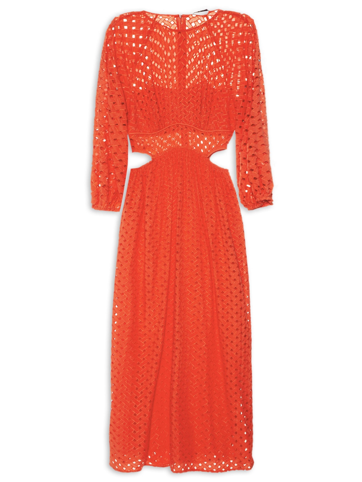 Vestido Longuete Laise Recorte Pala - Vermelho
